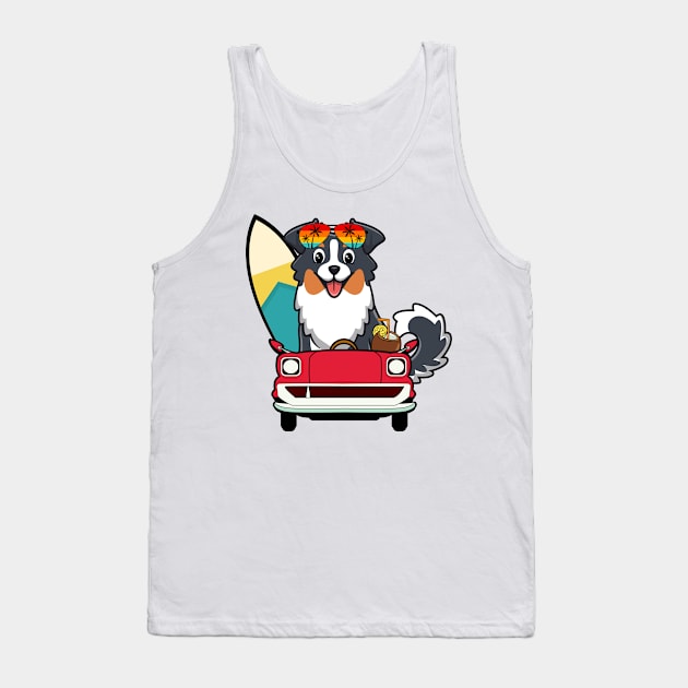 Funny Collie Dog is driving to the beach Tank Top by Pet Station